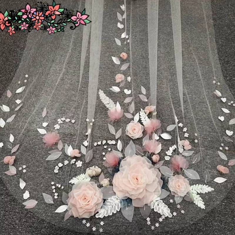 The Meadow – Handmade 3D Floral Cathedral Length Bridal Veil