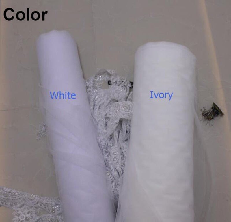 
                      
                        Long Lace Wedding Veil 3 Meters Long Cathedral Bridal Veil with Hair Comb
                      
                    