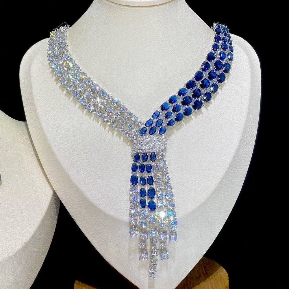
                      
                        2 Piece Tassel Necklace Cubic Zirconia Jewelry Set Wedding Party Jewelry
                      
                    