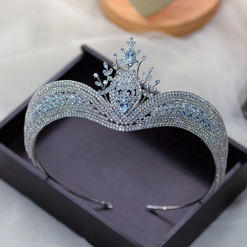 European Royal Princess Zircon Wedding Tiara Crystal Bridal Hair Accessory