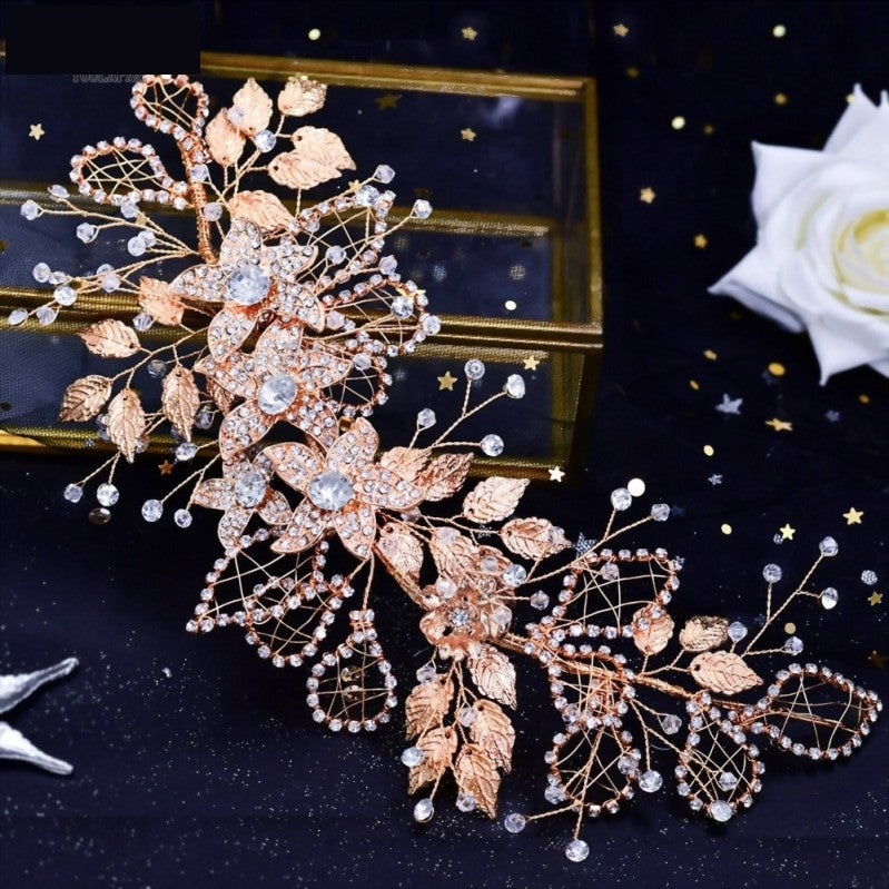 Load image into Gallery viewer, Wedding Headband Crystal Rhinestone Flower Leaf Hair Tiara Bridal Headpiece
