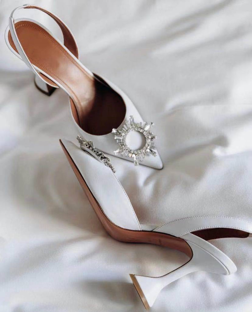
                      
                        Crystal Slingback High Heels Shoes Triangle Heel Party Shoes
                      
                    