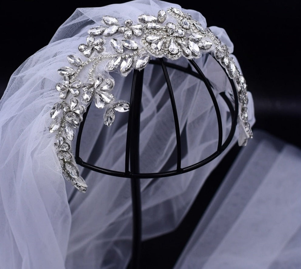 Rhinestone Crystal Wedding Shoulder Length  Wedding Veil