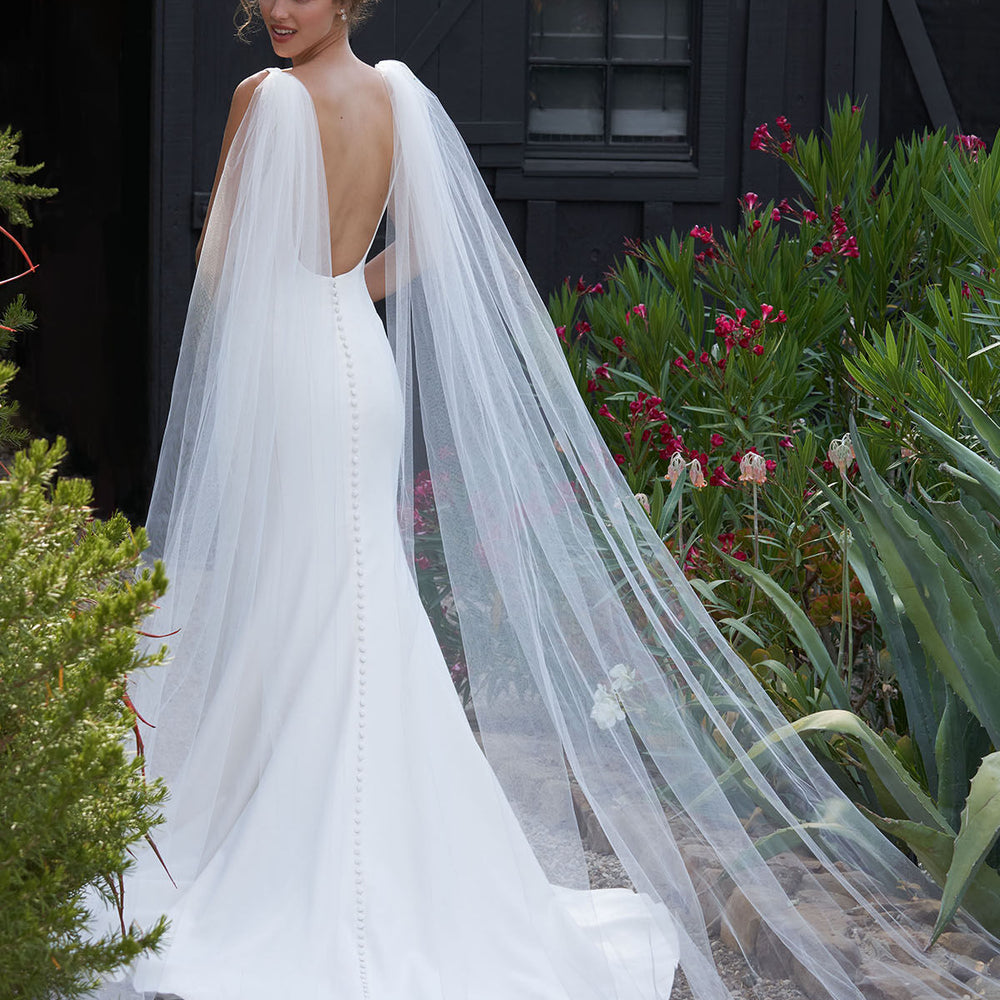Bridal Wings Veil 2pc Shoulder Cape Veil Wedding Cloak