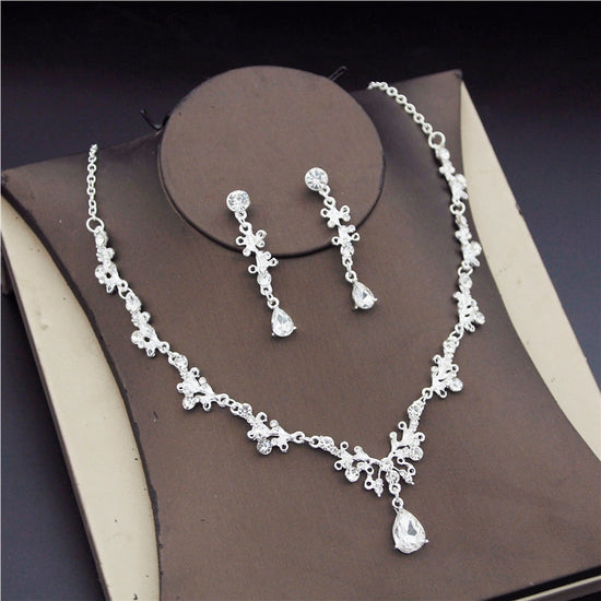 Iridescent Crown A/B Set with Crystal A/B Bridal Jewelry Set - Necklace and  Earrings