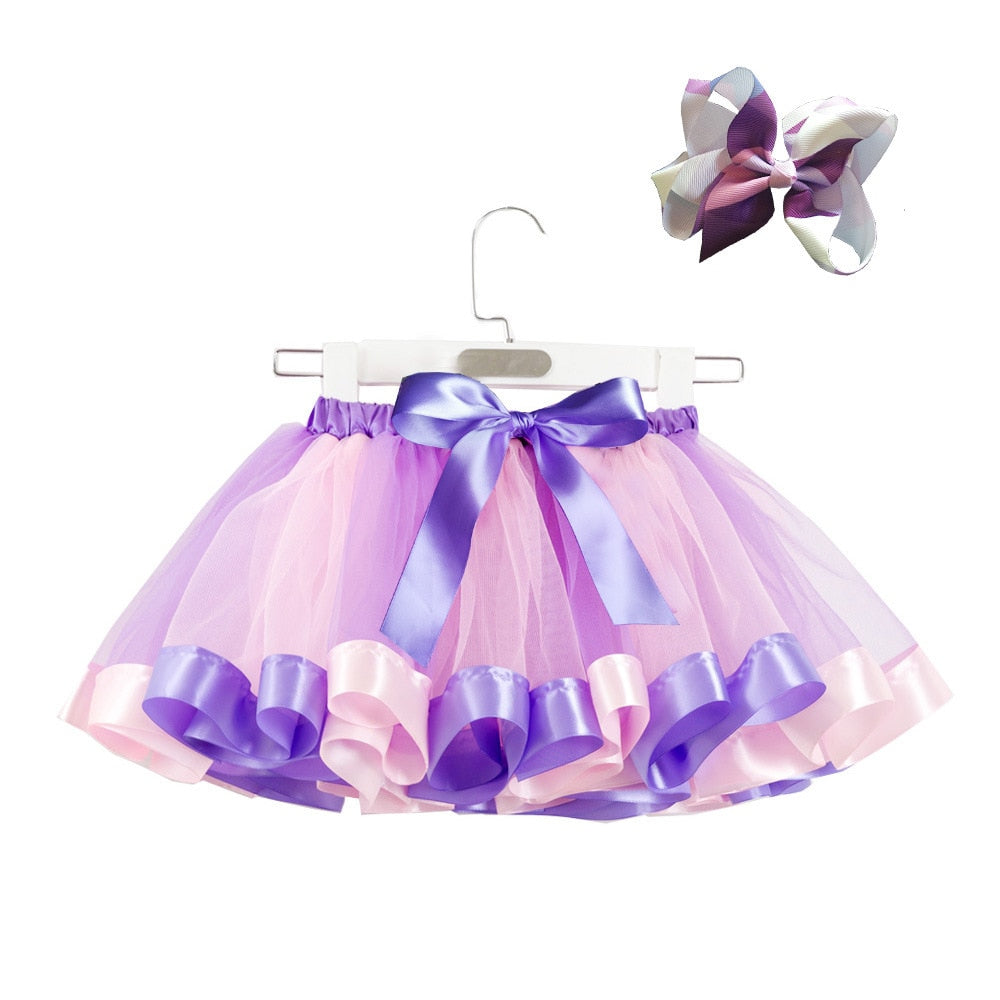 Baby Girls Mini Tulle Petite Skirt Dance Rainbow Princess Skirt