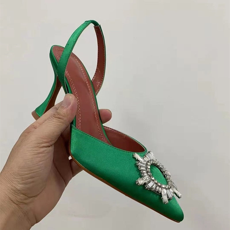 
                      
                        Crystal Slingback High Heels Shoes Triangle Heel Party Shoes
                      
                    