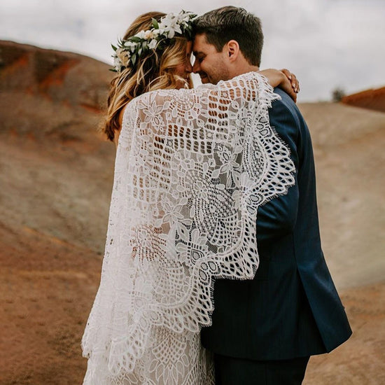 Cascading Flutter Sleeve Lace Wedding Dress V Neckline Rustic Boho Mermaid Bridal Gown