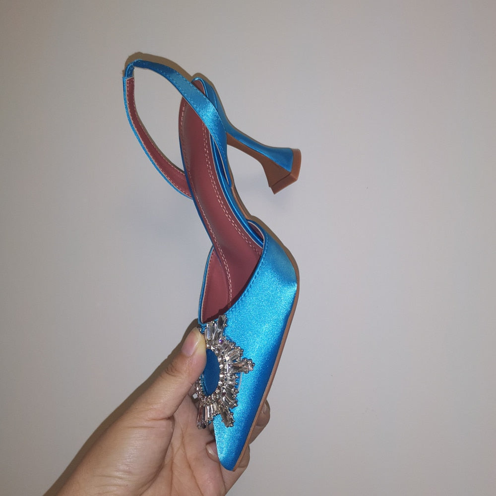 
                      
                        Crystal Slingback High Heels Shoes Triangle Heel Party Shoes
                      
                    