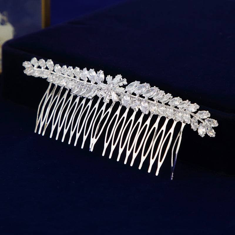 Clear Cubic Zircon Wedding Hair Comb Bridal Crystal Wedding Hair Accessory