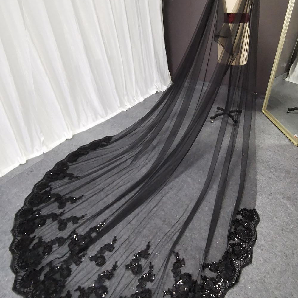 
                      
                        Long Bling Sequins Lace Cathedral Bridal Cape Bolero Wedding Shoulder Veil
                      
                    