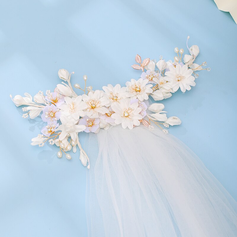 Load image into Gallery viewer, White Handmade Cut Edge Tulle Wedding Bridal Veil Flower Headdress
