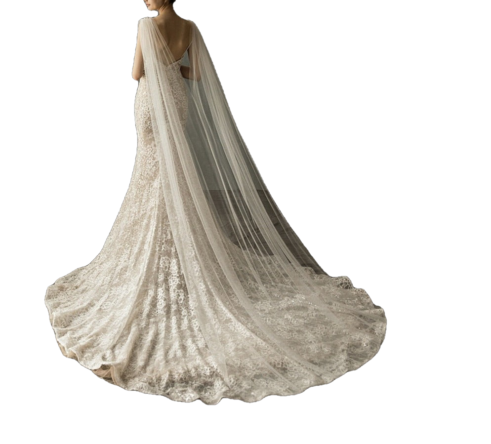 FantasyBride Store White Ivory Wedding Crystal Rhinestone Bridal Shoulder Veil Cathedral Tulle Long Cape Champagne / 200cm/ 79 inch