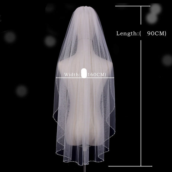 Crystal Beaded Edge Elbow Length Wedding Veil