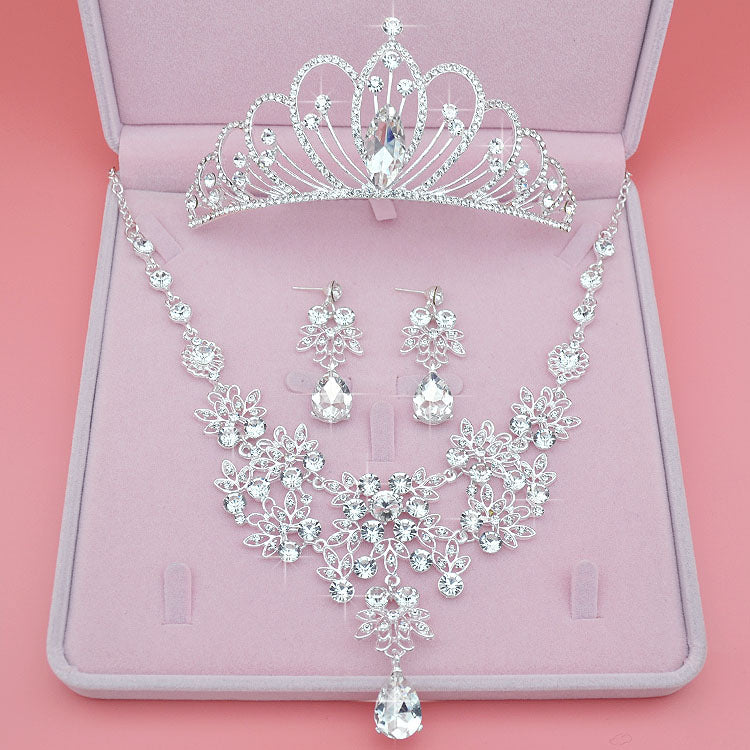 Fashion Crystal Wedding Bridal Jewelry Sets Tiara Crown Necklace Earrings Accessories