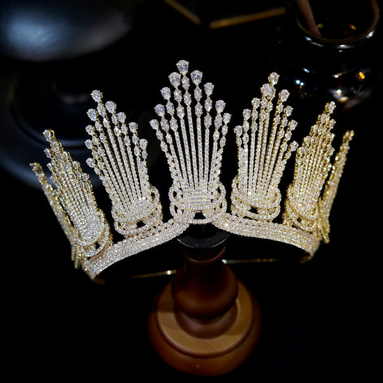 Exquisite Cubic Zirconia Tiara Wedding Pageant Queen Luxurious Crown