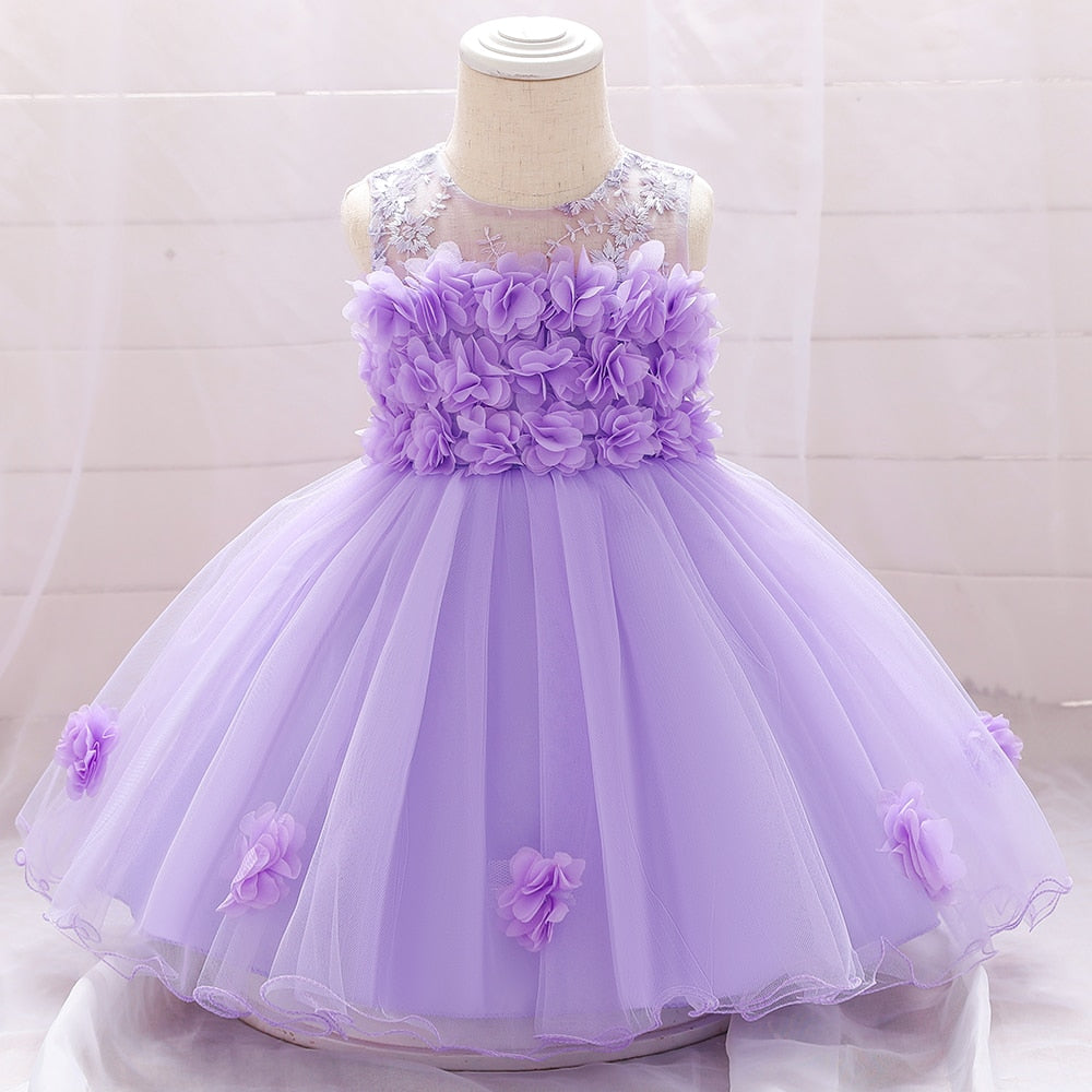 Cheap 4-14 years Summer Flower Infant Party Dress For 1 Year Baby Girl  Birthday Frock Toddler Christening Gown Baby Purple Prom Baptism Dresses |  Joom