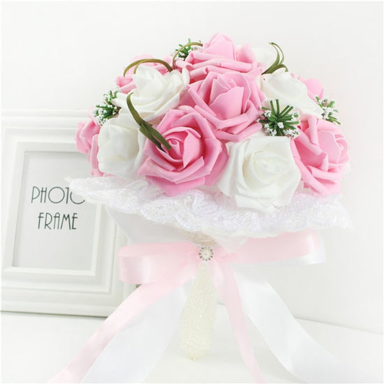 Bridal Wedding Artificial Bouquet Bridesmaid Rose Flower Hand Held Bridal Accessory