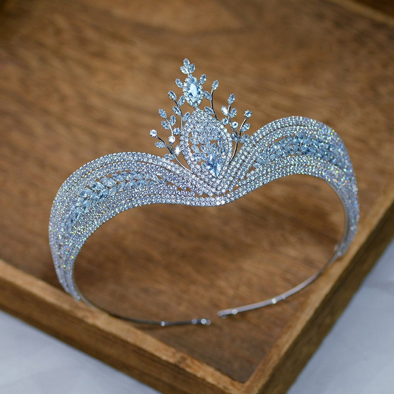 European Royal Princess Zircon Wedding Tiara Crystal Bridal Hair Accessory