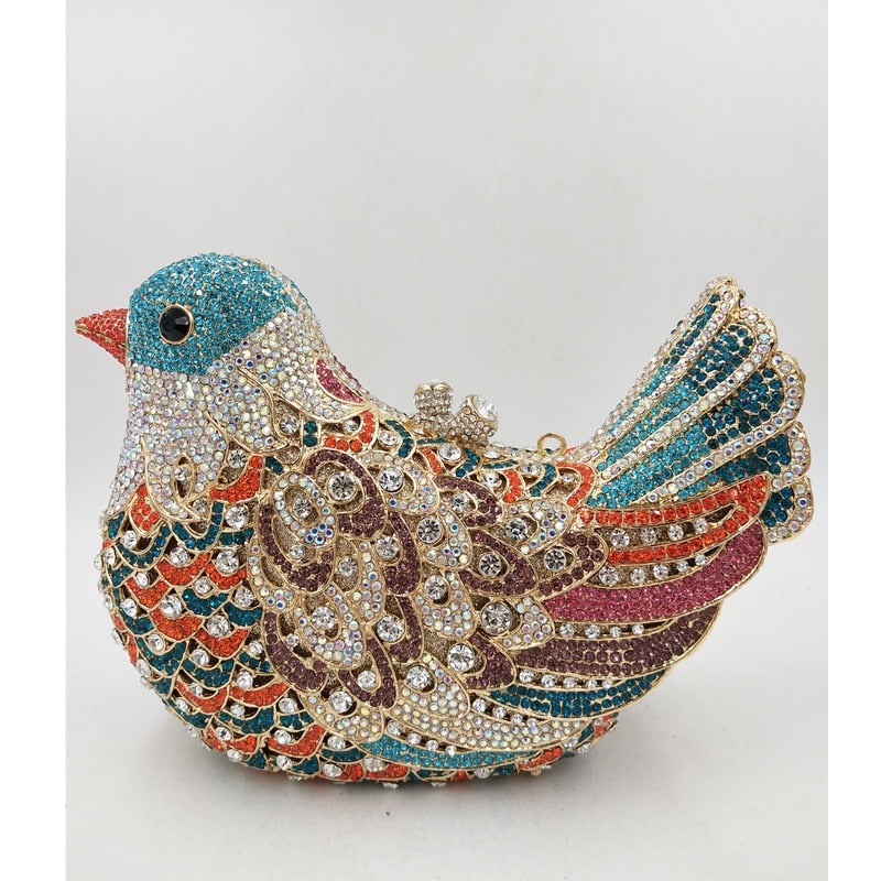 Novelty Animal Bird Handmade Crystal Clutch Purse Handbag