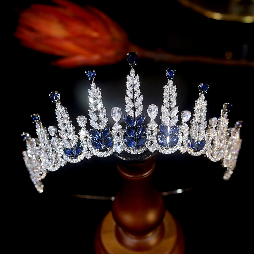 Cubic Zirconia Princess Queen Crown For Wedding Bridal Tiara Hair Accessory