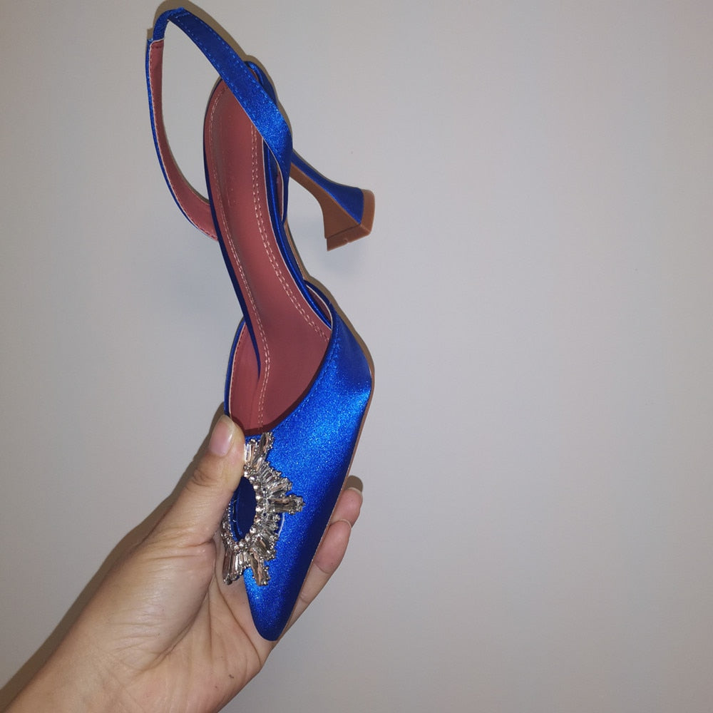 
                      
                        Crystal Slingback High Heels Shoes Triangle Heel Party Shoes
                      
                    