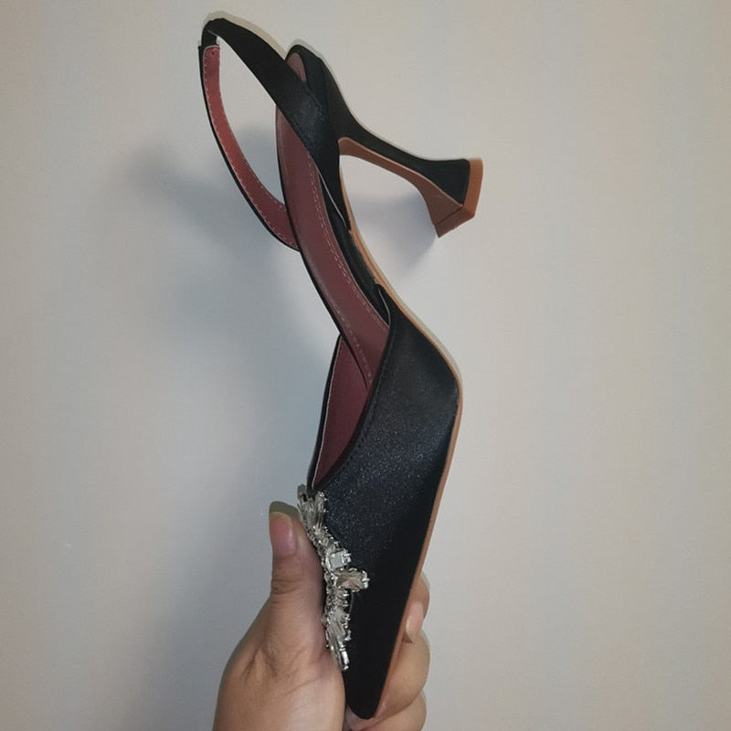 
                      
                        Crystal Slingback High Heels Shoes Triangle Heel Party Shoes
                      
                    