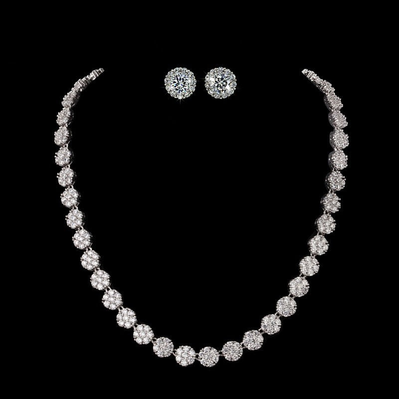 
                      
                        Elegant White Gold-Color AAA+ Cubic Zirconia Stone Necklace Wedding  Jewelry Set
                      
                    