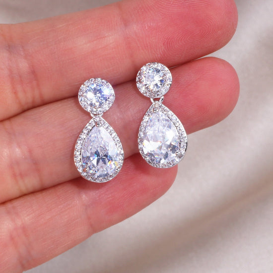 Classic Water Drop Shaped Cubic Zirconia Crystal Earrings