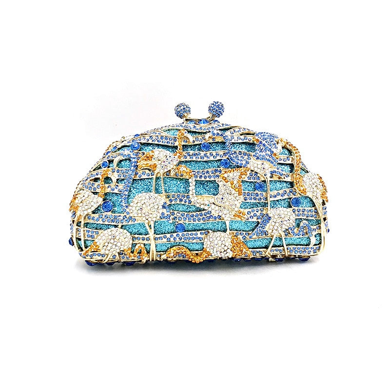 
                      
                        Bird Crane Mini Evening Party Bag Diamond Crystal Clutch Purse
                      
                    