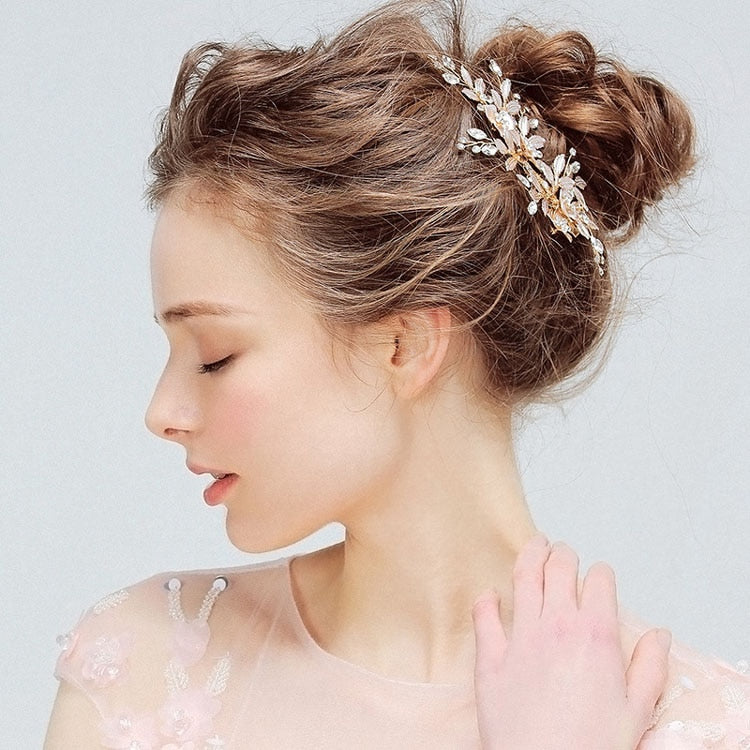
                      
                        Handmade Golden Austrian Crystals Rhinestone Flower Wedding Bridal Headpiece Hair Accessories
                      
                    
