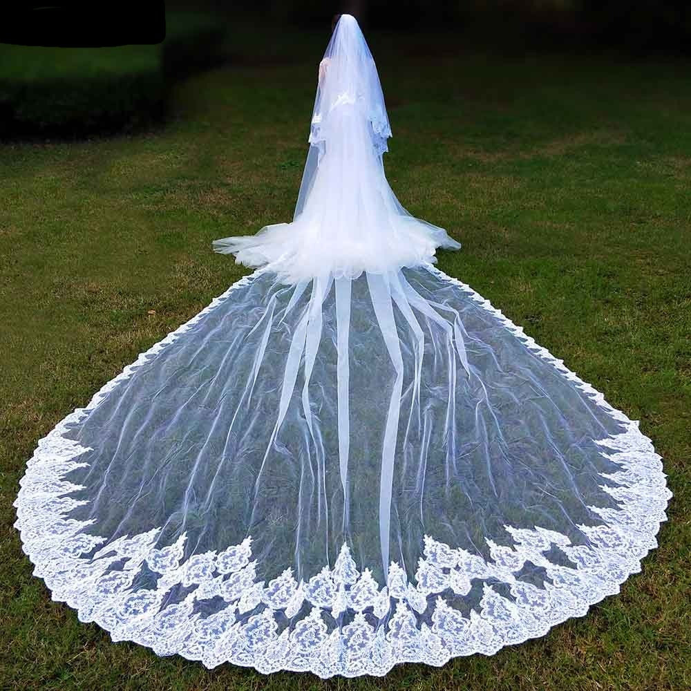 Luxury Wedding Veil with Sequined Lace 3 Meters Long Bridal Veils with Comb  Wedding Accessories MM - AliExpress