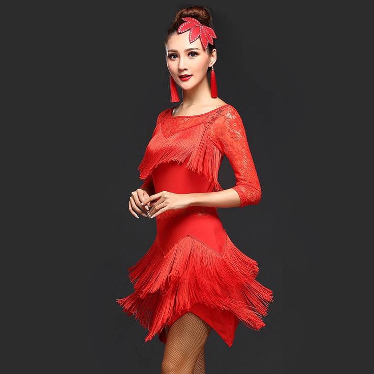 Cyberruimte Philadelphia troon Ladies Competition Sequined Fringe Dance Costume Salsa Ballroom Dress –  TulleLux Bridal Crowns & Accessories