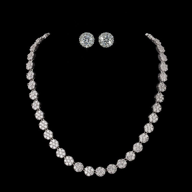 
                      
                        Elegant White Gold-Color AAA+ Cubic Zirconia Stone Necklace Wedding  Jewelry Set
                      
                    