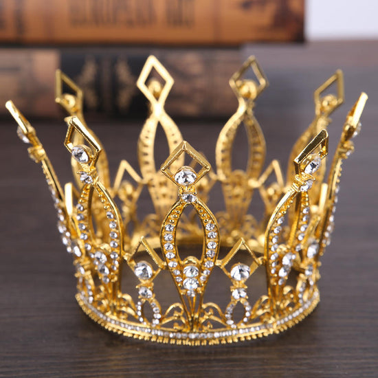 Queen King Full Round Baroque Fashion Crown Pageant Princess Accessory