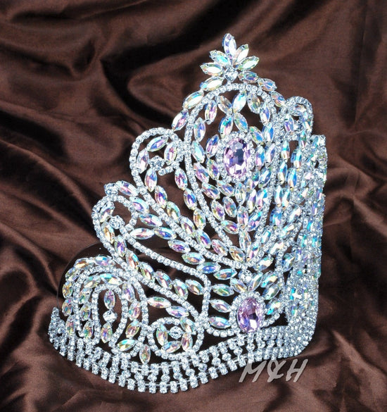 Load image into Gallery viewer, Deluxe Large Austrian Crystal Tiara Handmade Pageant Bridal Crown Hair Accessory
