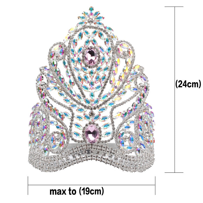 Load image into Gallery viewer, Deluxe Large Austrian Crystal Tiara Handmade Pageant Bridal Crown Hair Accessory
