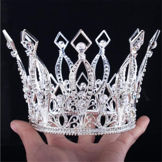 Queen King Full Round Baroque Fashion Crown Pageant Princess Accessory