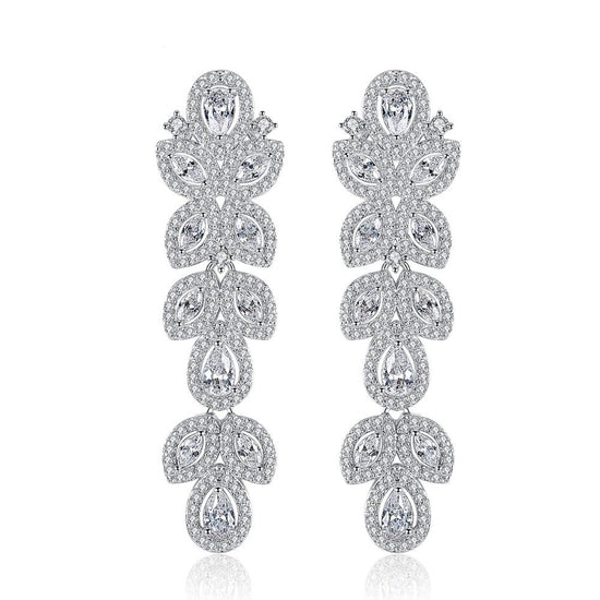 Cubic Zirconia Long Drop Earrings for Woman Luxury Fashion Accessory