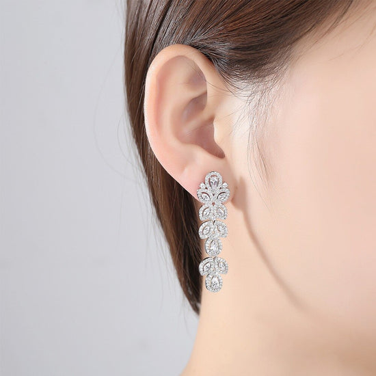 Load image into Gallery viewer, Cubic Zirconia Long Drop Earrings for Woman Luxury Fashion Accessory
