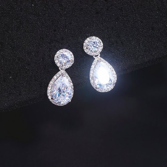 Classic Water Drop Shaped Cubic Zirconia Crystal Earrings