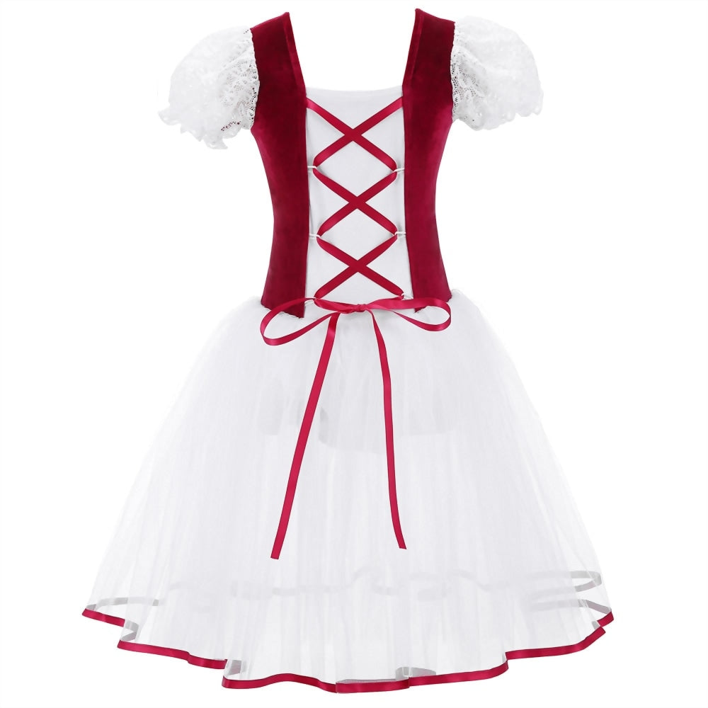 Girls  Ballet Tutu Dress Velvet Body Mesh Skirt Dance Gymnastics Leotard Costume