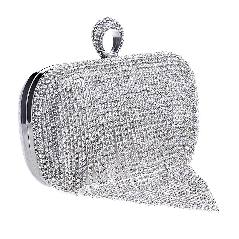 
                      
                        Tassel Rhinestones Day Clutch Evening Bag Chain Purse
                      
                    