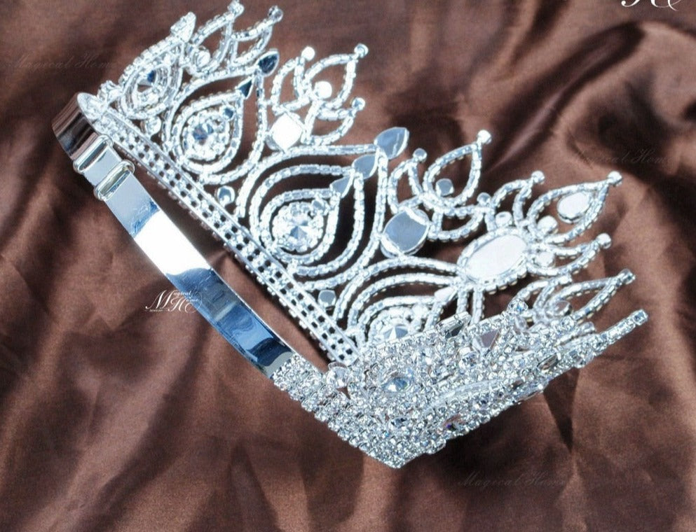 Magnificent Tiara Diadem Large Crown Clear Crystal Austrian Rhinestone Wedding Pageant Hair Accessory