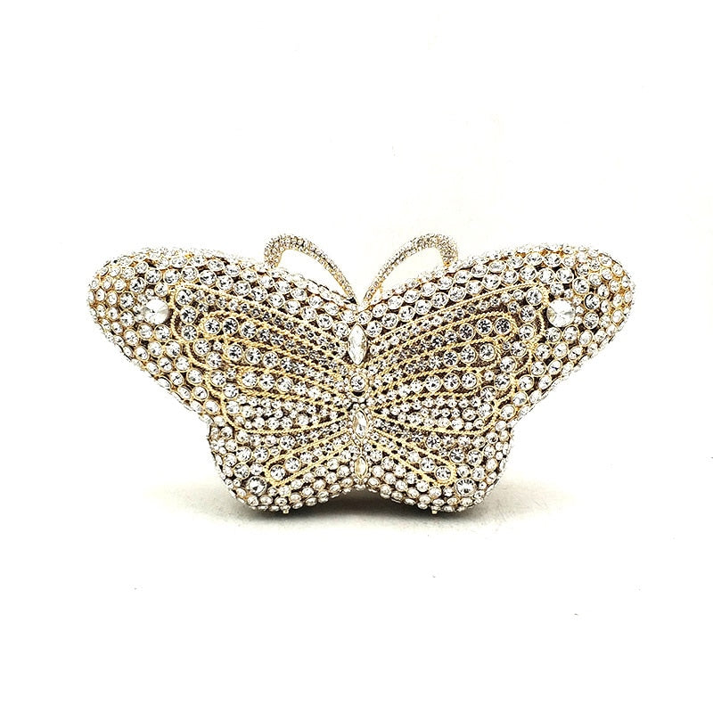 Evening Party Diamond Crystal Butterfly Clutch Petite Mini Purse