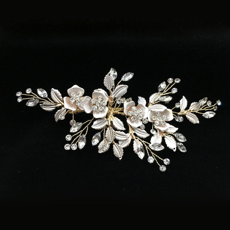 
                      
                        Handmade Golden Austrian Crystals Rhinestone Flower Wedding Bridal Headpiece Hair Accessories
                      
                    