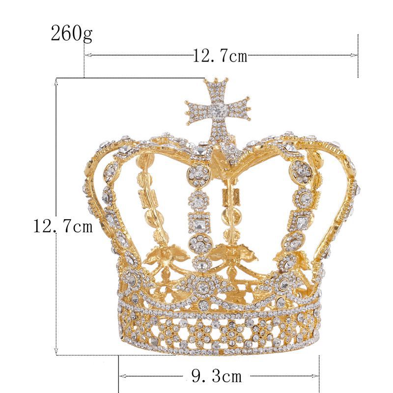 Petite Crystal Queen King Full Round Coronation Crown Pageant Accessory