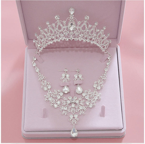 Fashion Crystal Wedding Bridal Jewelry Sets Tiara Crown Necklace Earrings Accessories