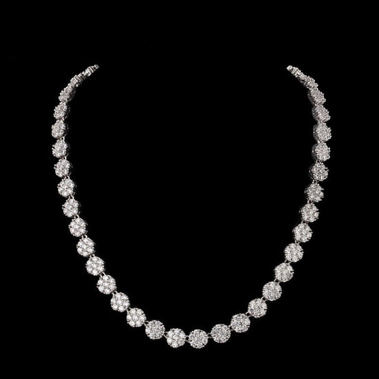 Exclusive Rhodium CZ American Diamond Wedding Choker Necklace, Tear Dr –  Indian Designs