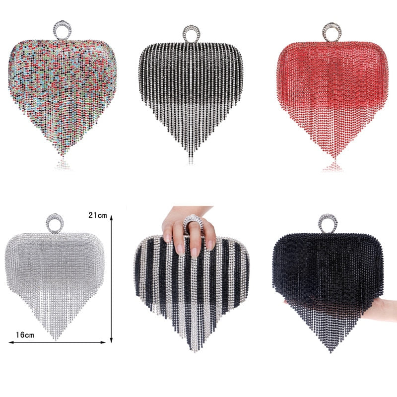 
                      
                        Tassel Rhinestones Day Clutch Evening Bag Chain Purse
                      
                    